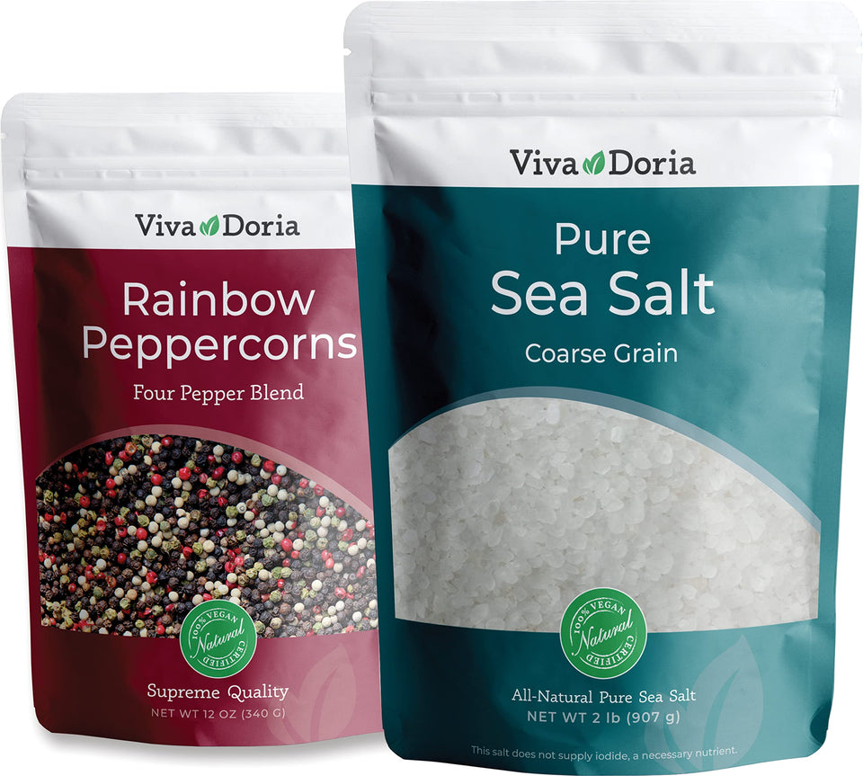 Viva Doria Rainbow Peppercorns Blend bottle highlights colorful peppercorns for vibrant flavor