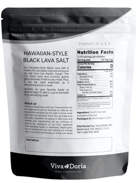 Viva Doria resealable standup pouch keeps lava salt fresh and ready for daily use.