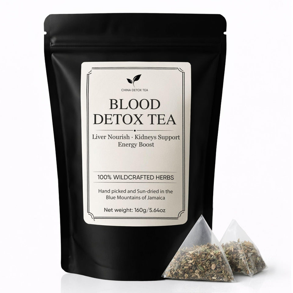 VivaMelhor blood detox tea jar closeup for daily cleansing and natural energy support.