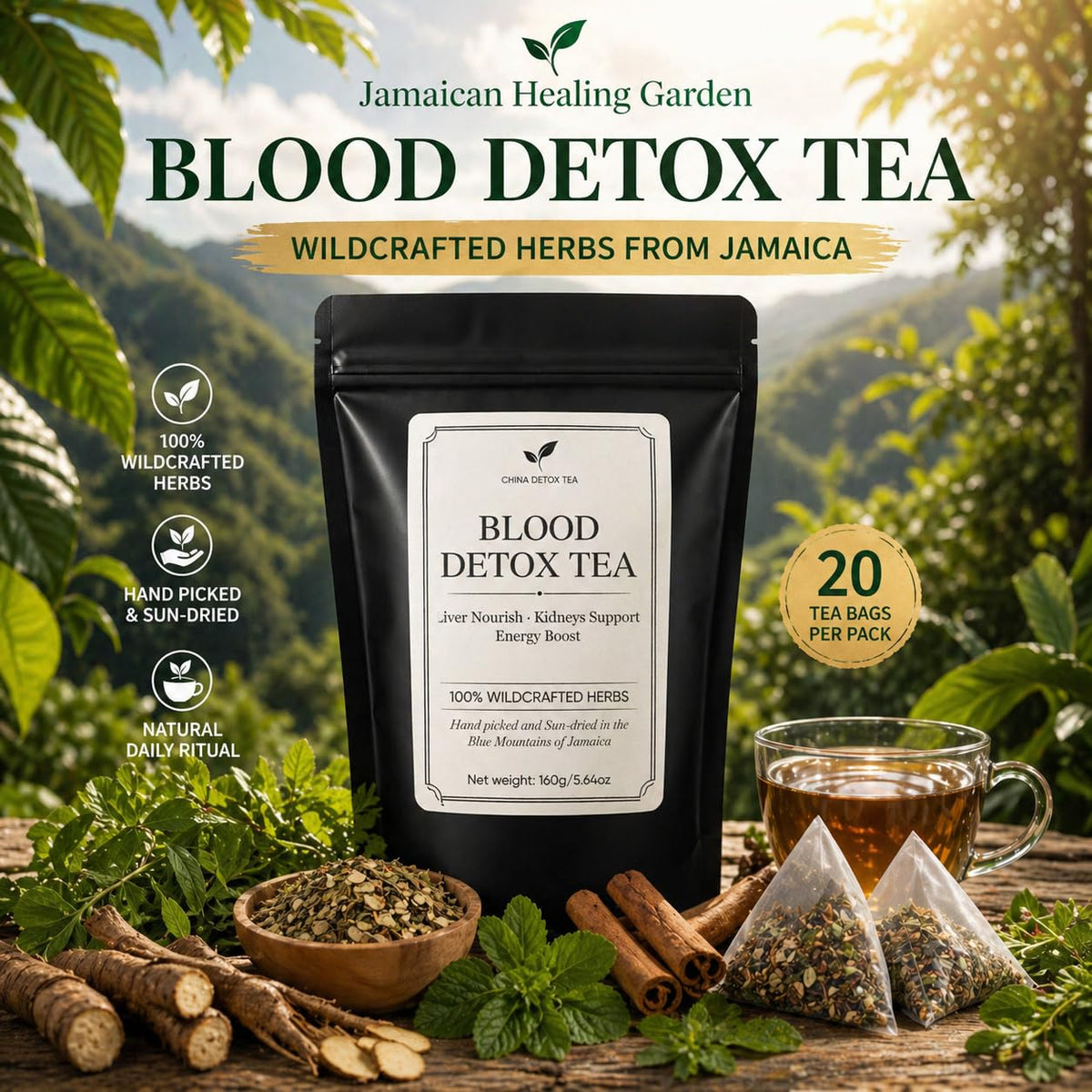 VivaMelhor guaco-burdock-oregano-tea-leaf closeup suggesting detox-friendly herbal balance.