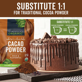 Viva Naturals cacao powder baking substitute in 1:1 ratio