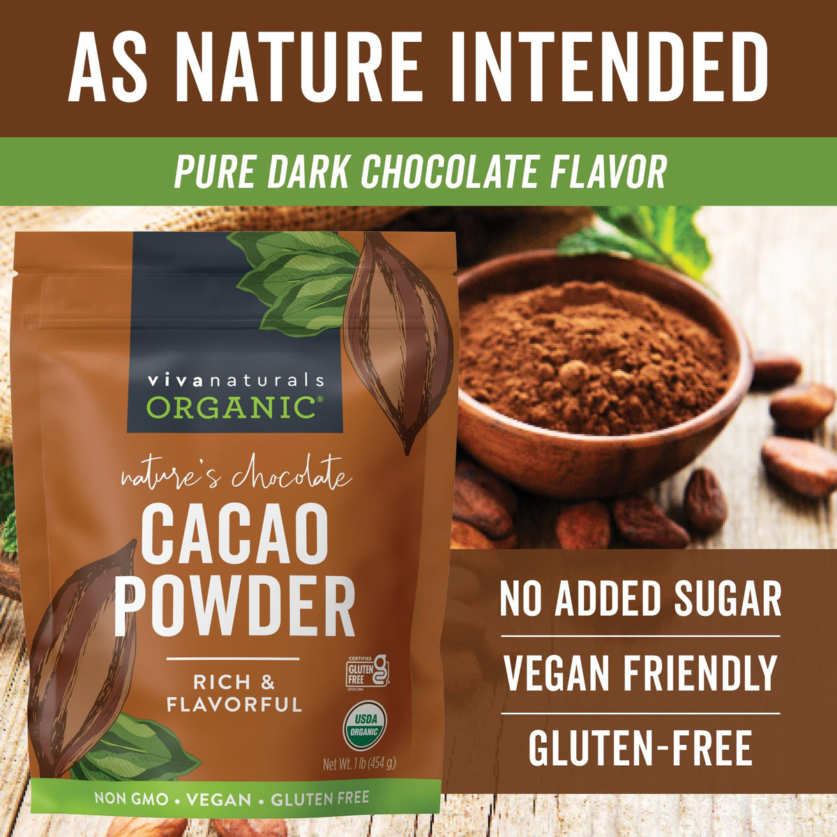 Viva Naturals cacao powder smoothie mug for creamy shakes