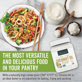 Viva Naturals bottle beside spoon and pan conveys kitchen versatility.