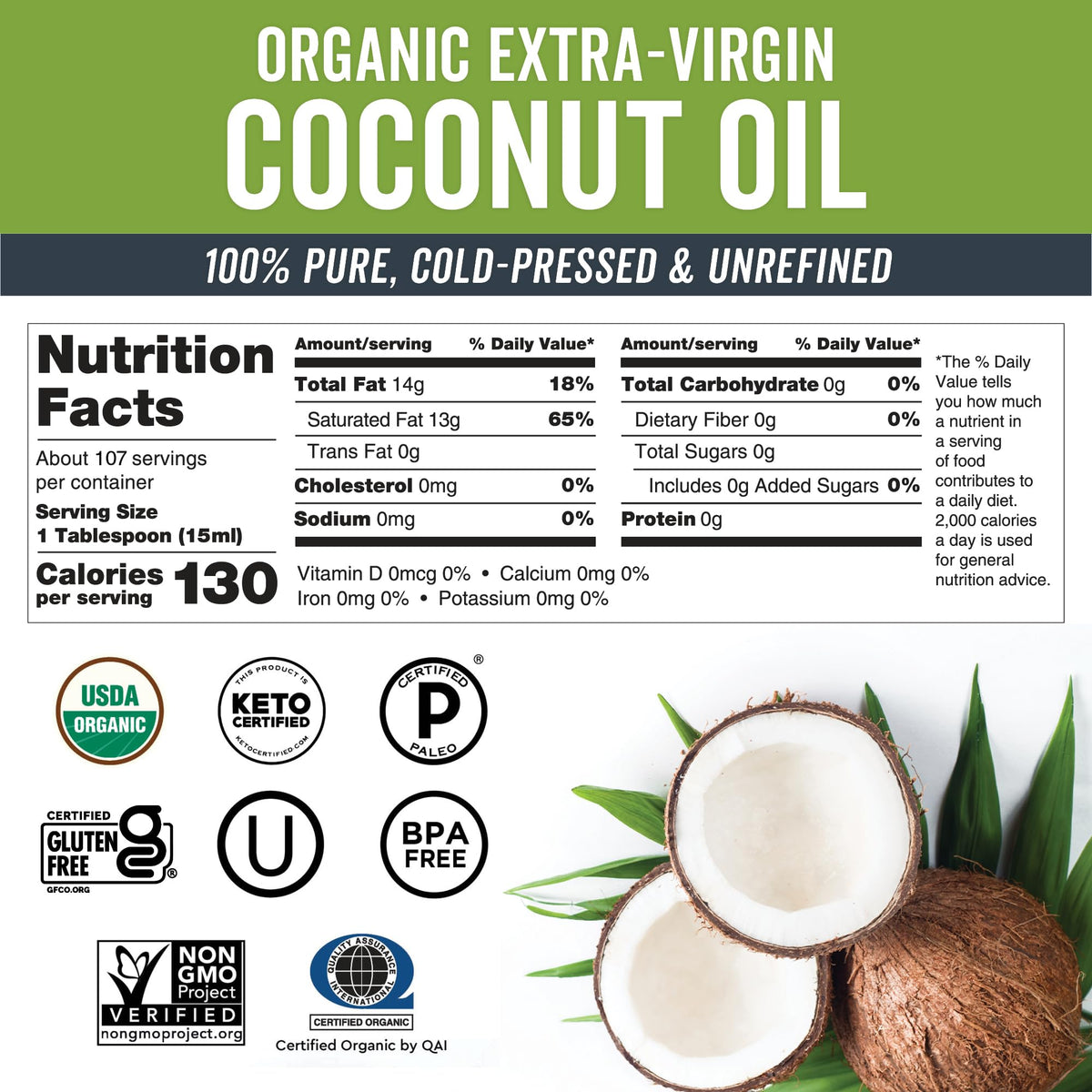 Viva Naturals coconut oil with aroma detail evokes tropical freshness.