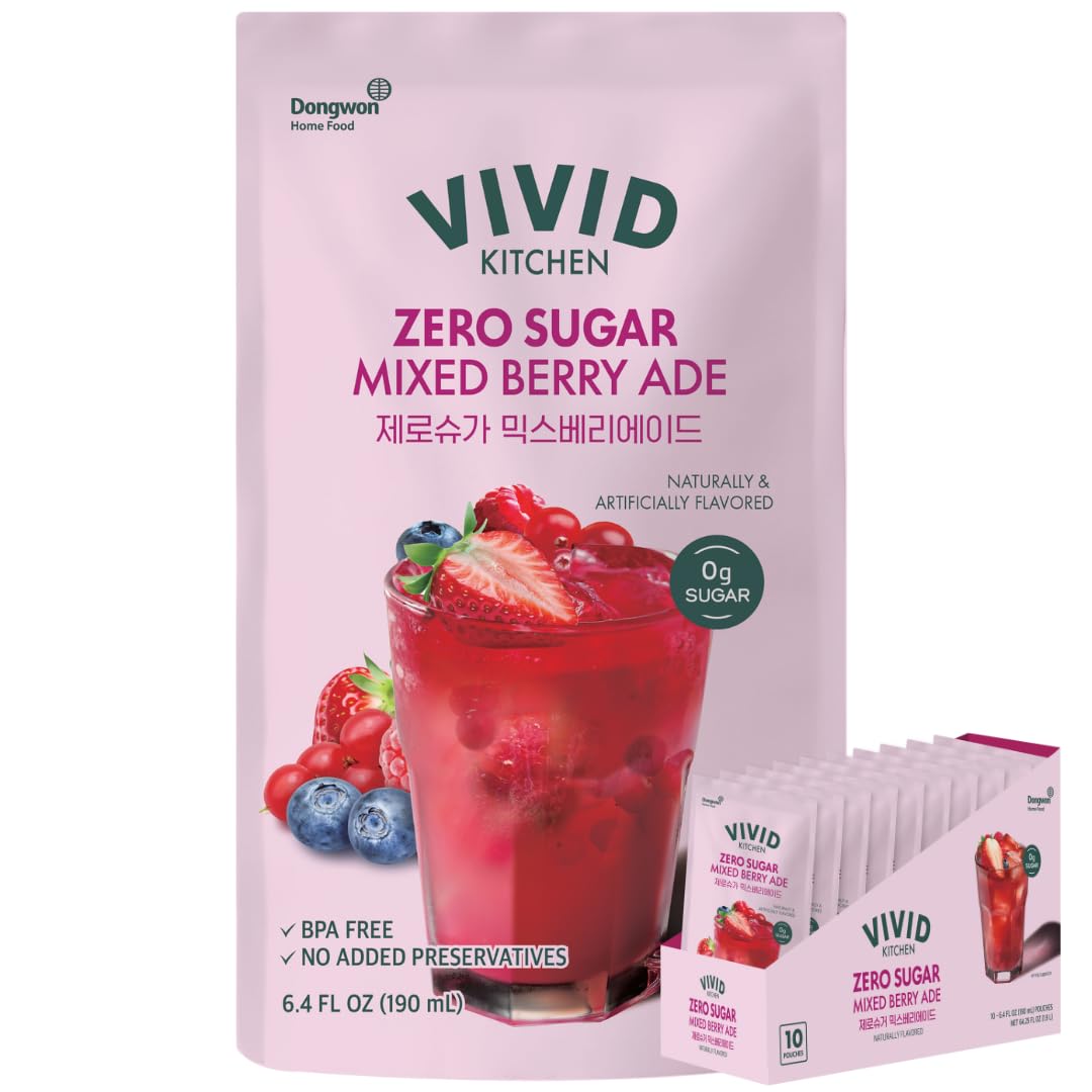 VIVID KITCHEN Grapefruit & Shine Muscat Ade pouch front, zero sugar and zero calories