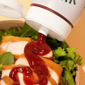 VIVID KITCHEN easy-squeeze bottle controls pour with no mess.