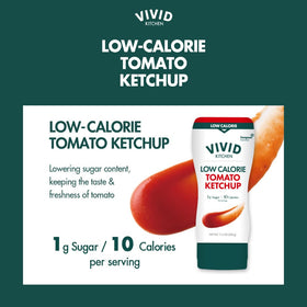 VIVID KITCHEN ketchup label close-up, showcasing allulose-sweetened formula.