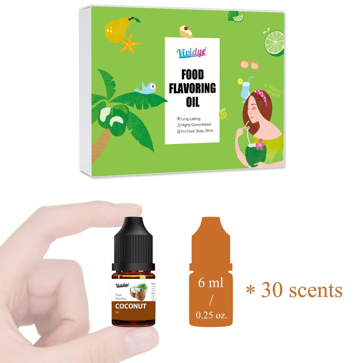 Vividye packaging displays the complete flavor oil collection.