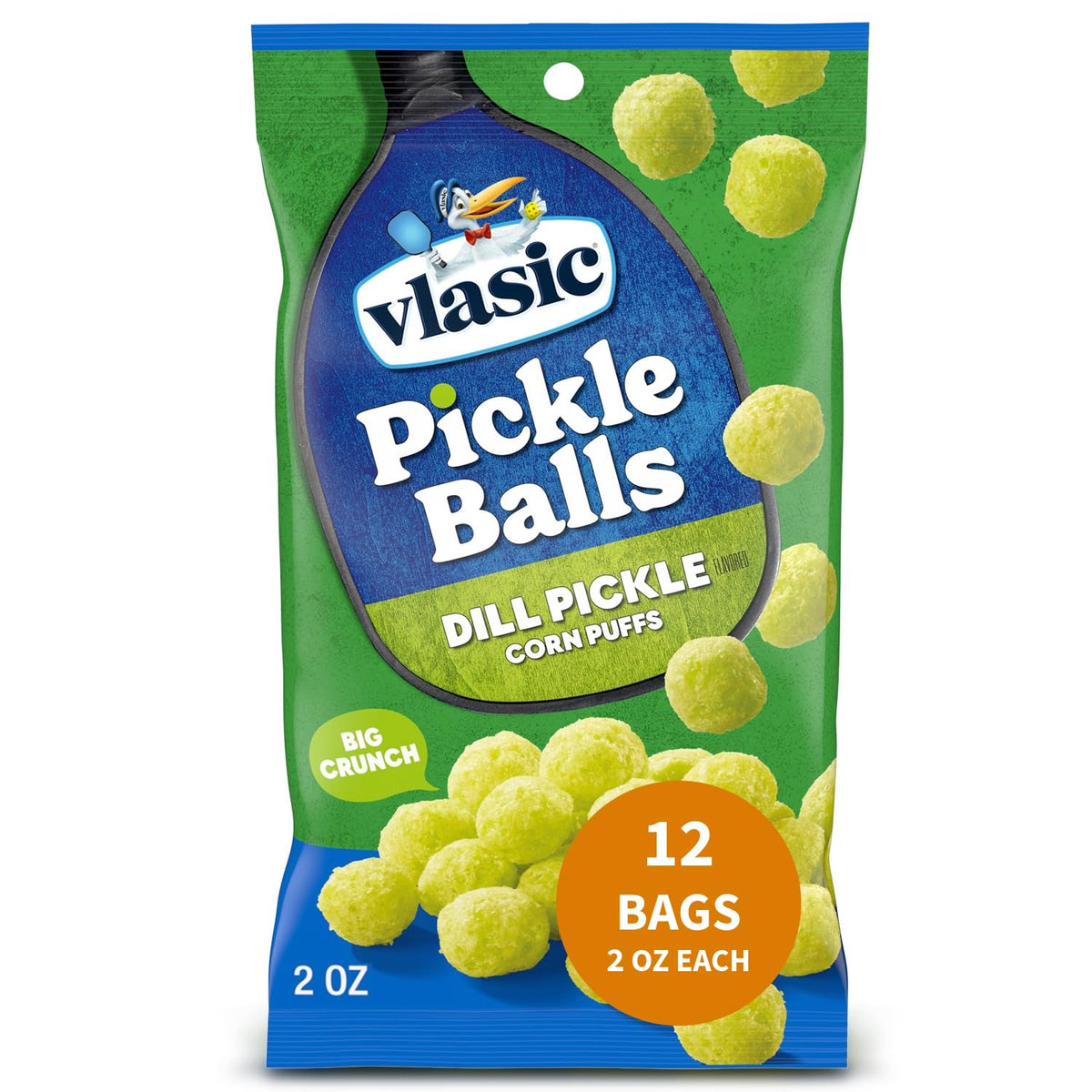 Vlasic Pickle Balls front-pack with bold dill flavor, ideal for on-the-go snacking.