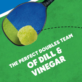 On-court action scene with Vlasic Pickle Balls, gluten-free crunch as a snack option.