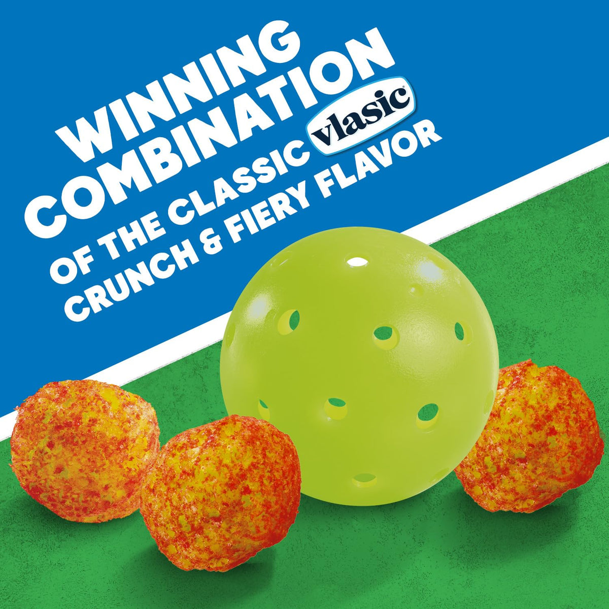 Vlasic Pickle Balls Spicy Dill Corn Puffs close-up of crunchy texture