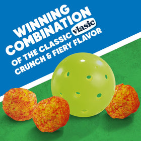 Vlasic Pickle Balls Spicy Dill Corn Puffs close-up of crunchy texture