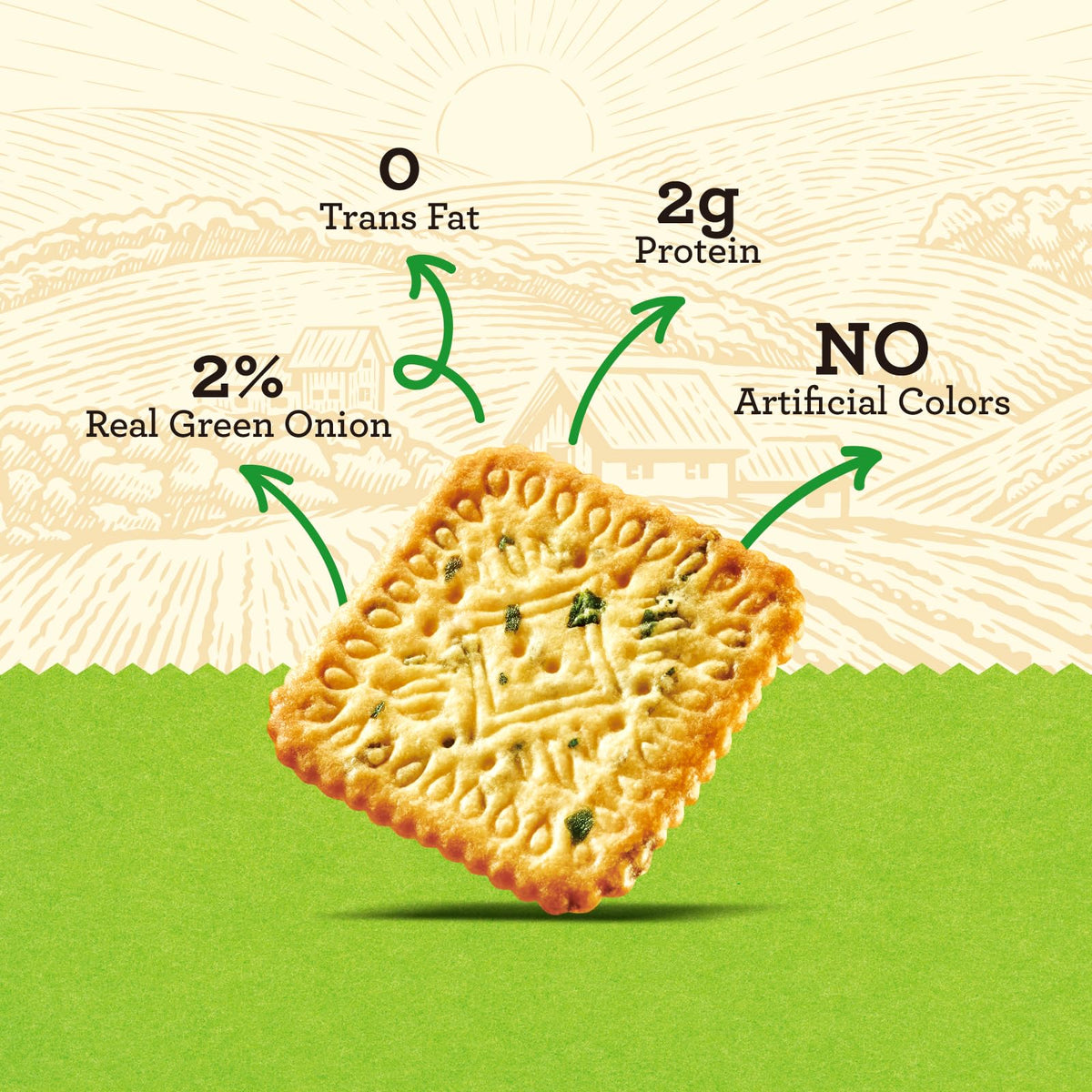 Vloong scallion aroma on crackers with fresh note.