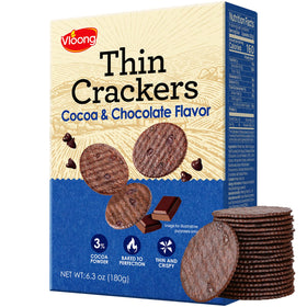 Vloong Ultra-Thin Cocoa Crackers box view, ideal for refined coffee pairing.