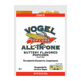 Vogel All-In-One Coconut Oil Popcorn Kit pack ready for quick, fluffy batches.