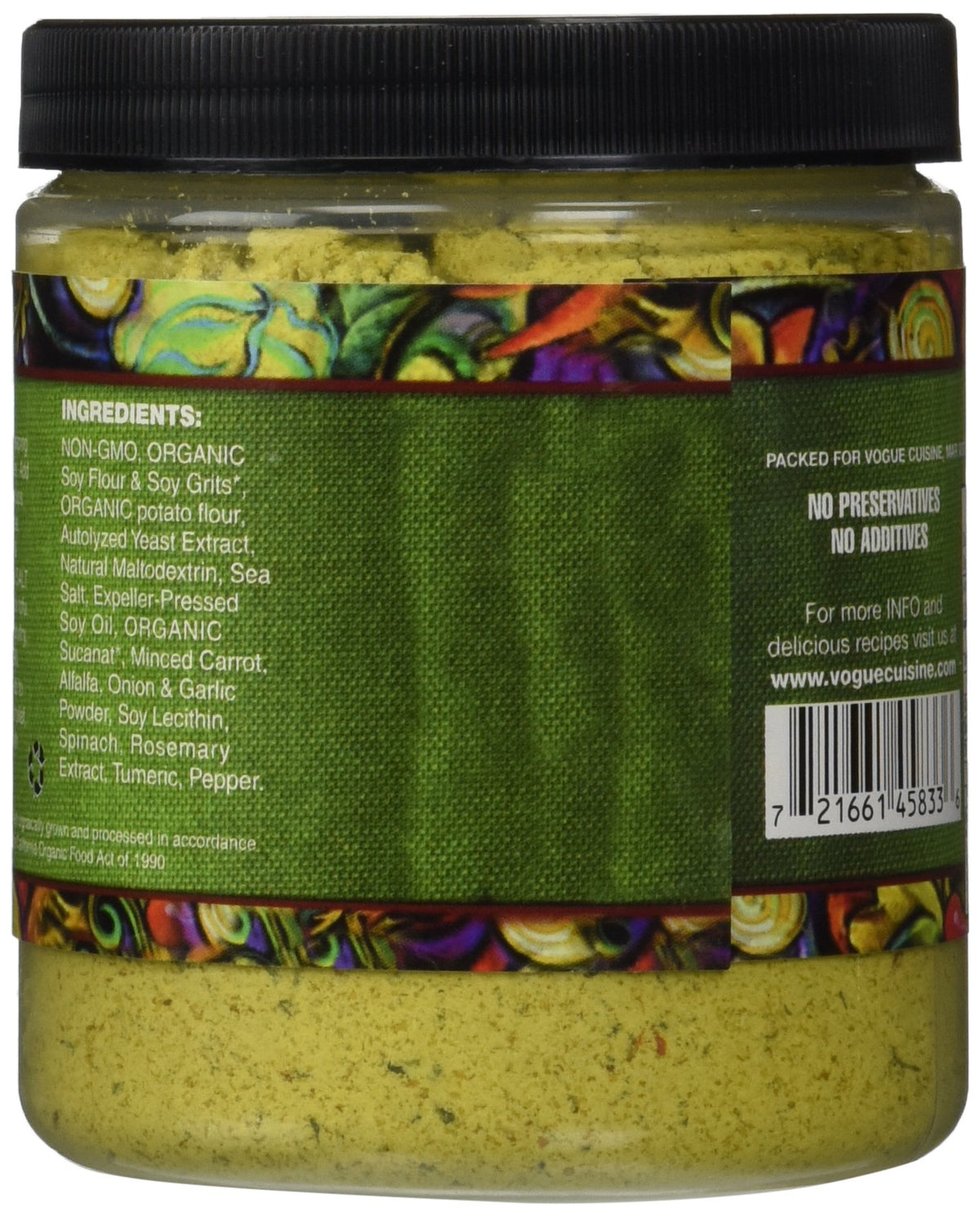 Vogue Cuisine base sprinkled over vegetables for versatile seasoning.