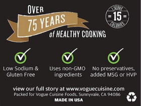 Vogue Cuisine made-in-USA base promoting quality and easy pantry use