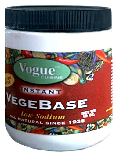 Close-up of VegeBase ingredients highlighting organic, non-GMO plants for clean flavor.