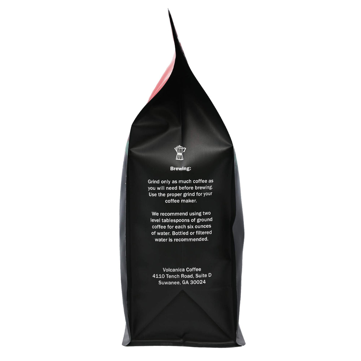 Ground Volcanica Chocolate Raspberry coffee ready for espresso or pour over.