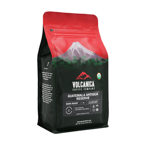 Volcanica Coffee Guatemala Antigua Dark Roast ground bag showcasing bold flavor.