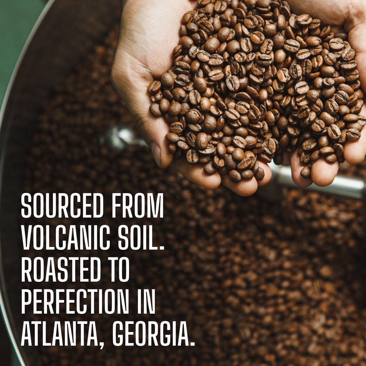 Volcanica Coffee Kitchen Counter Display with 16 oz bag