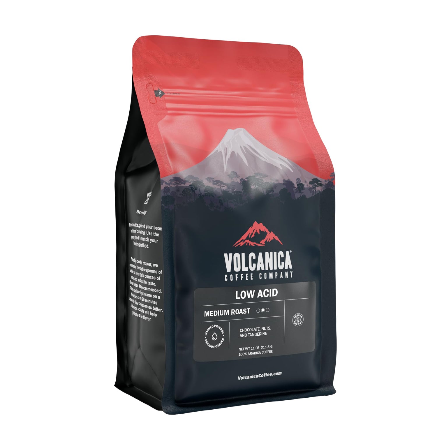 Volcanica Coffee low-acid whole-bean, offering a smooth morning brew.