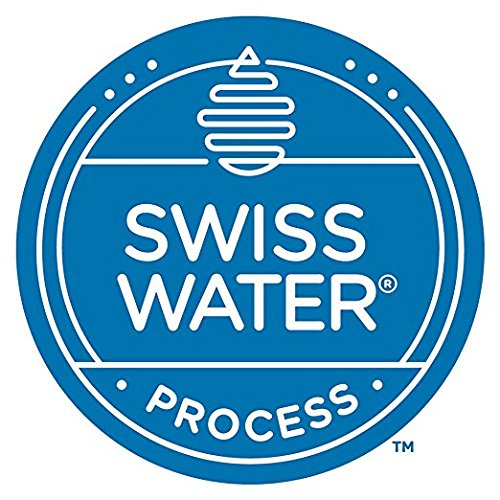Swiss Water decaf label on Volcanica coffee packaging highlighting chemical-free process