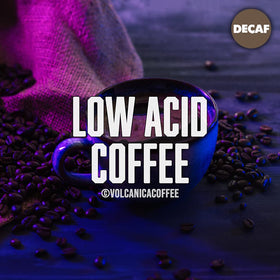 Volcanica Low-Acid Decaf coffee medium roast pack ideal for daily grind.