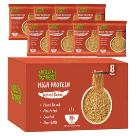 VOLO VERO High Protein ramen 8-pack pack-shot highlighting protein-rich meal option