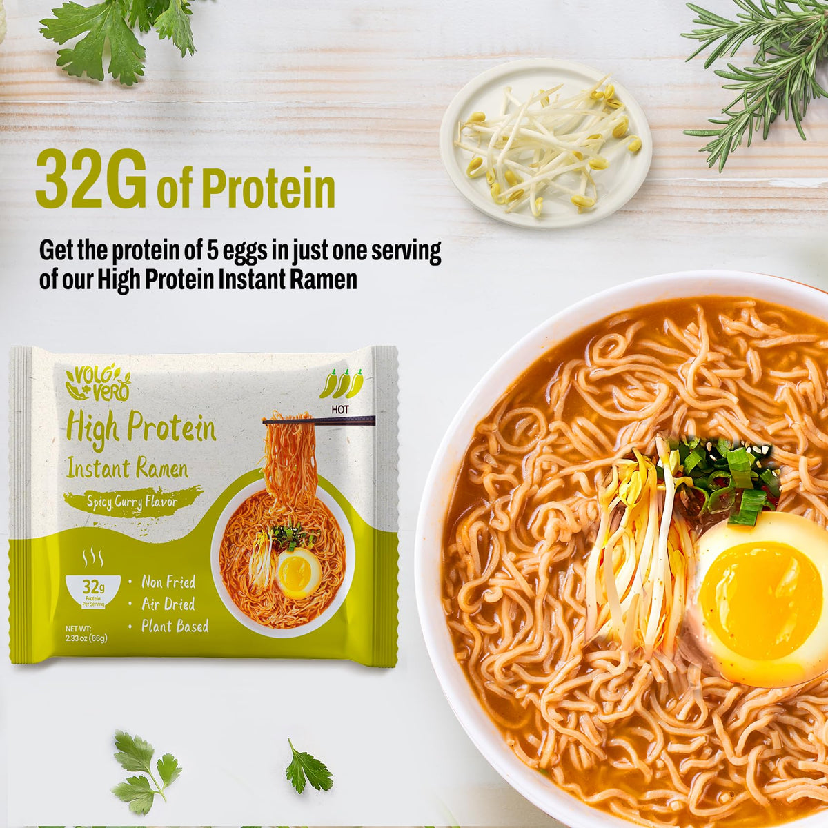 VOLO VERO ingredients panel highlighting plant-based, vegan protein