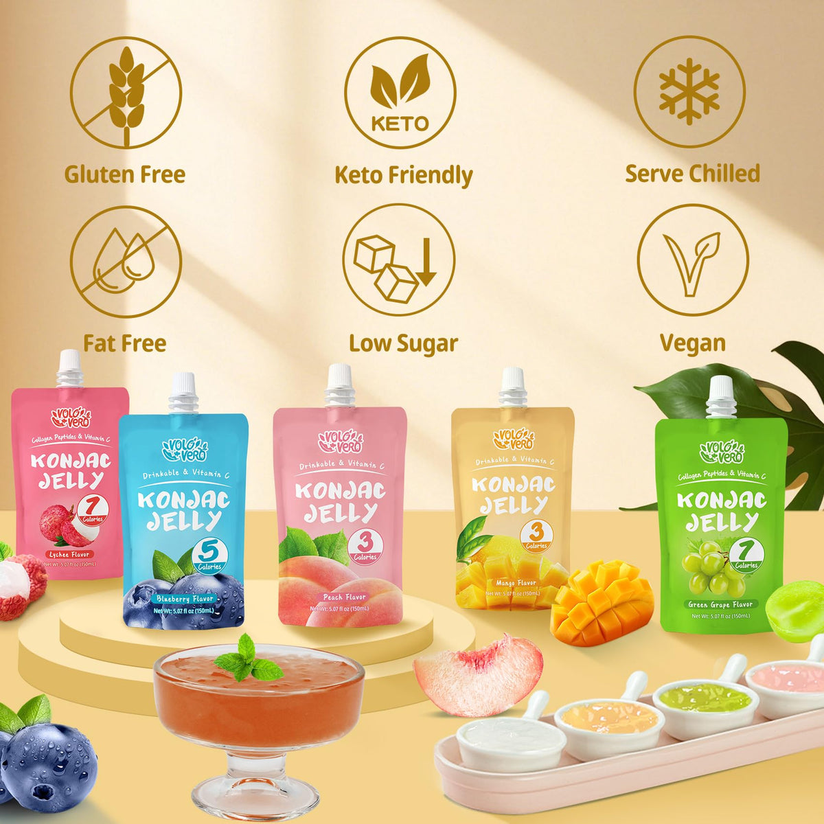 VOLO VERO konjac jelly blueberry pouch, fruity sweetness for a midday pick-me-up
