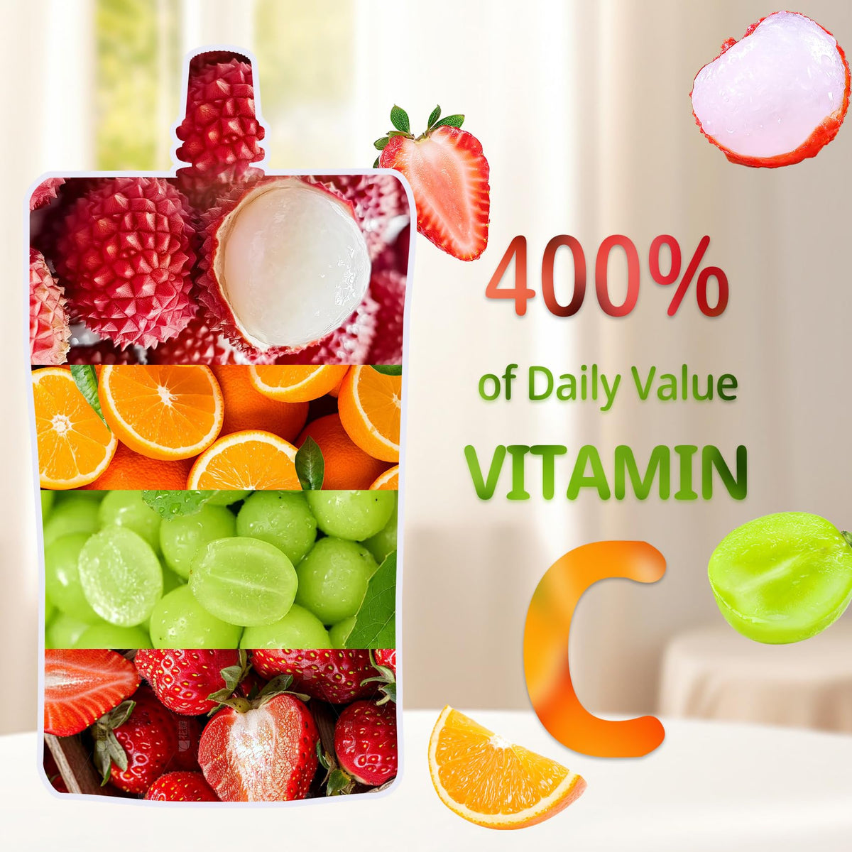 VOLO VERO konjac jelly pouch lychee sip, portable hydration with flavor.