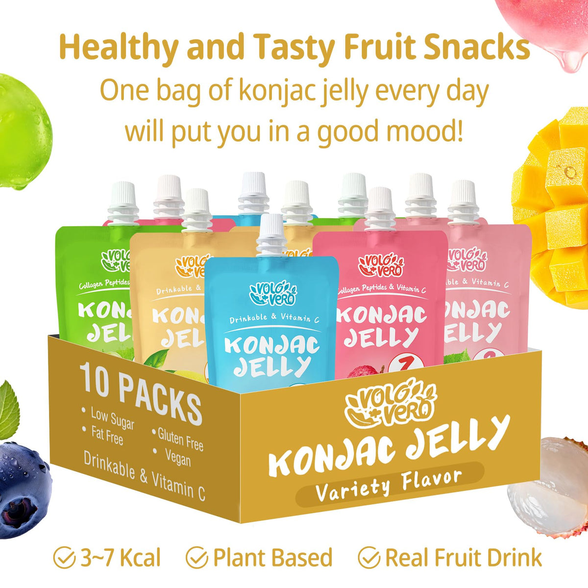 VOLO VERO konjac jelly lychee pouch, gentle floral notes for light refreshment