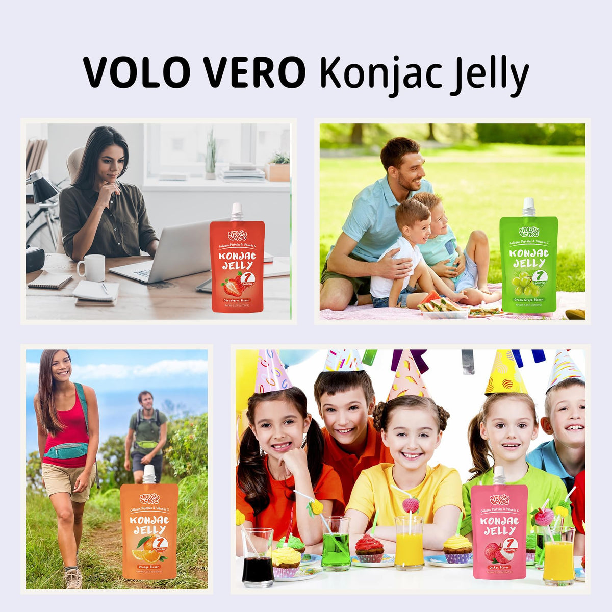 VOLO VERO konjac jelly pouch orange sip, citrus flavor for travel.