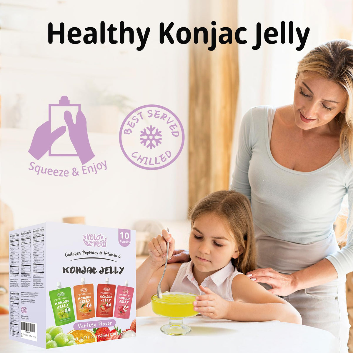 VOLO VERO konjac jelly pouch strawberry sip, post-workout snack option.