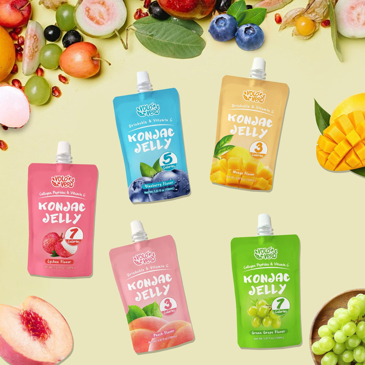 VOLO VERO konjac jelly vitamin C pouch, immune-supporting citrus flavor on the go
