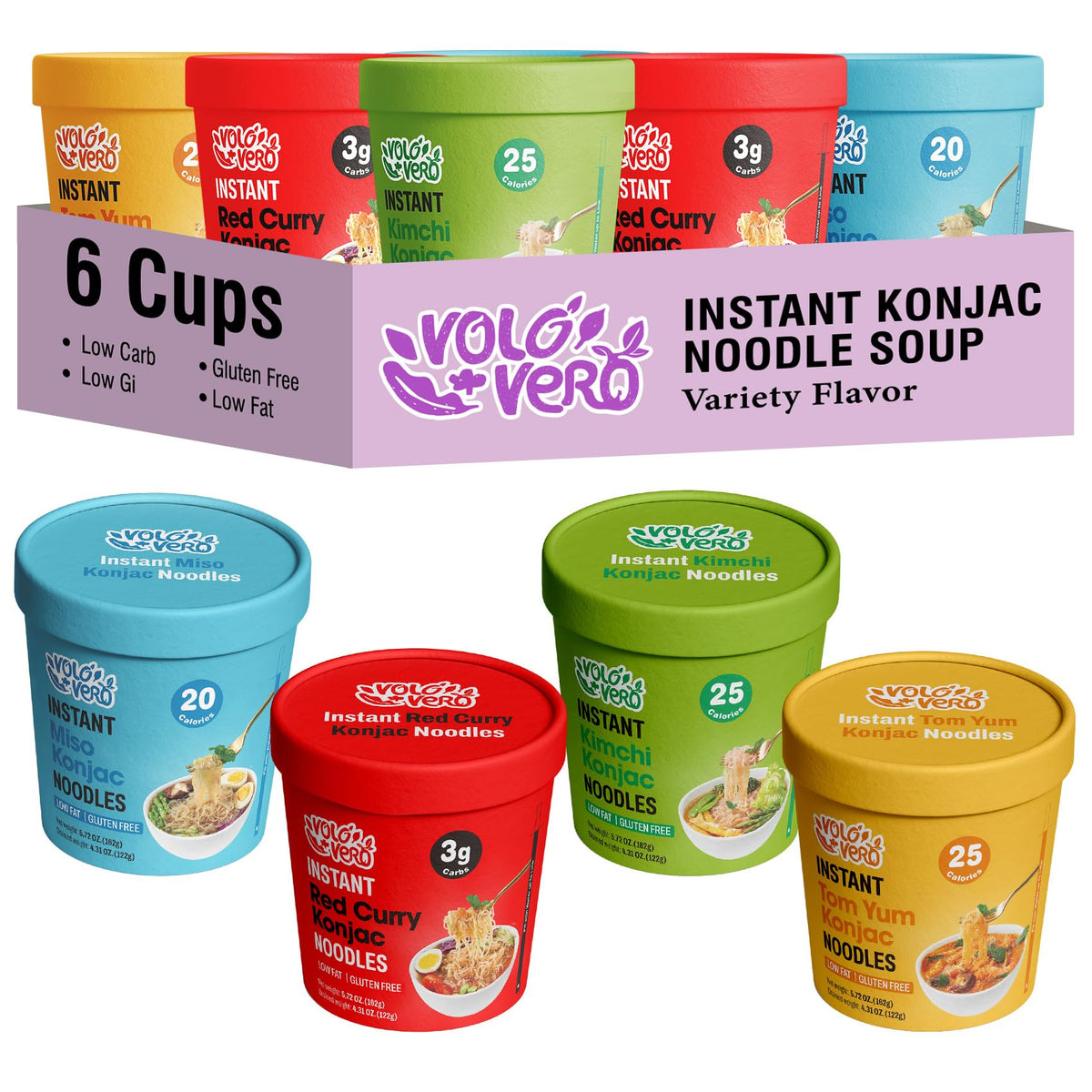 VOLO VERO konjac noodle Tom Yum cup, quick gluten-free meal option