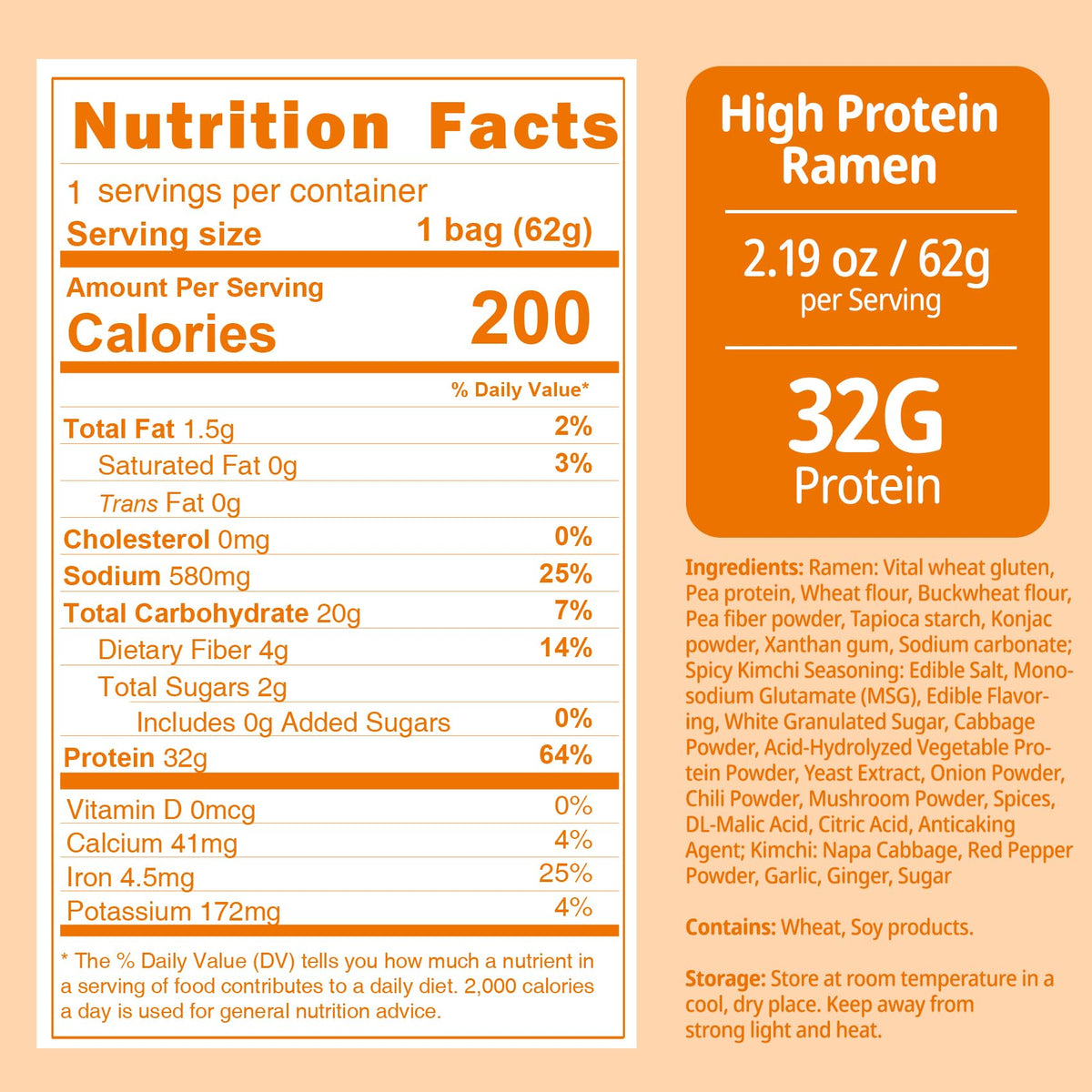 VOLO VERO plant-based ramen with 32g protein in serving.