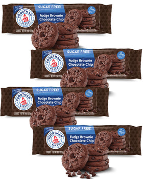 Voortman sugar-free fudge brownie cookies close-up shows real cocoa texture for rich flavor
