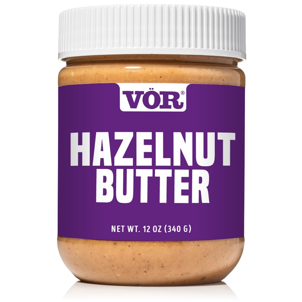 Vör Hazelnut Butter jar with natural oil separation, a creamy gluten-free spread.
