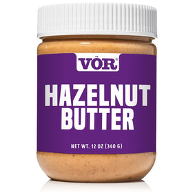 Vör Hazelnut Butter jar with natural oil separation, a creamy gluten-free spread.