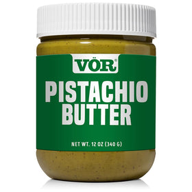 Vör Pistachio Butter jar close-up highlighting creamy texture for spreading