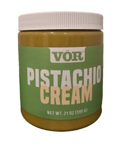 VOR Pistachio Cream jar showcasing premium pistachio spread for gourmet snacking.