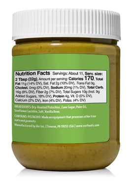 VOR Pistachio Cream spread on toast, delivering smooth texture and nutty flavor.