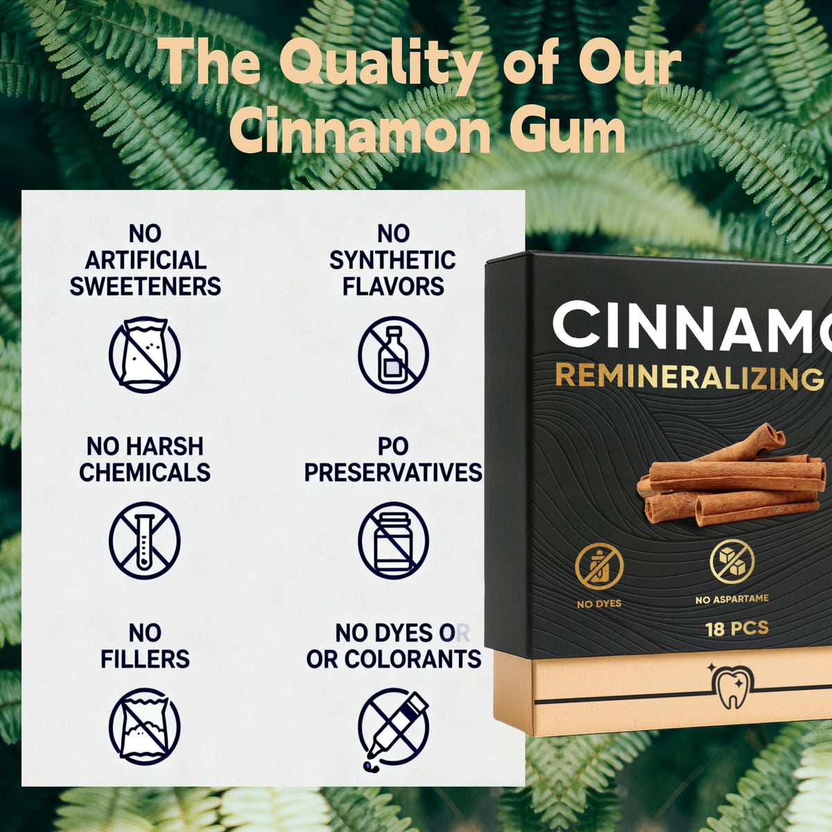 VOSETOKELA Remineralizing Gum base uses natural, biodegradable components.