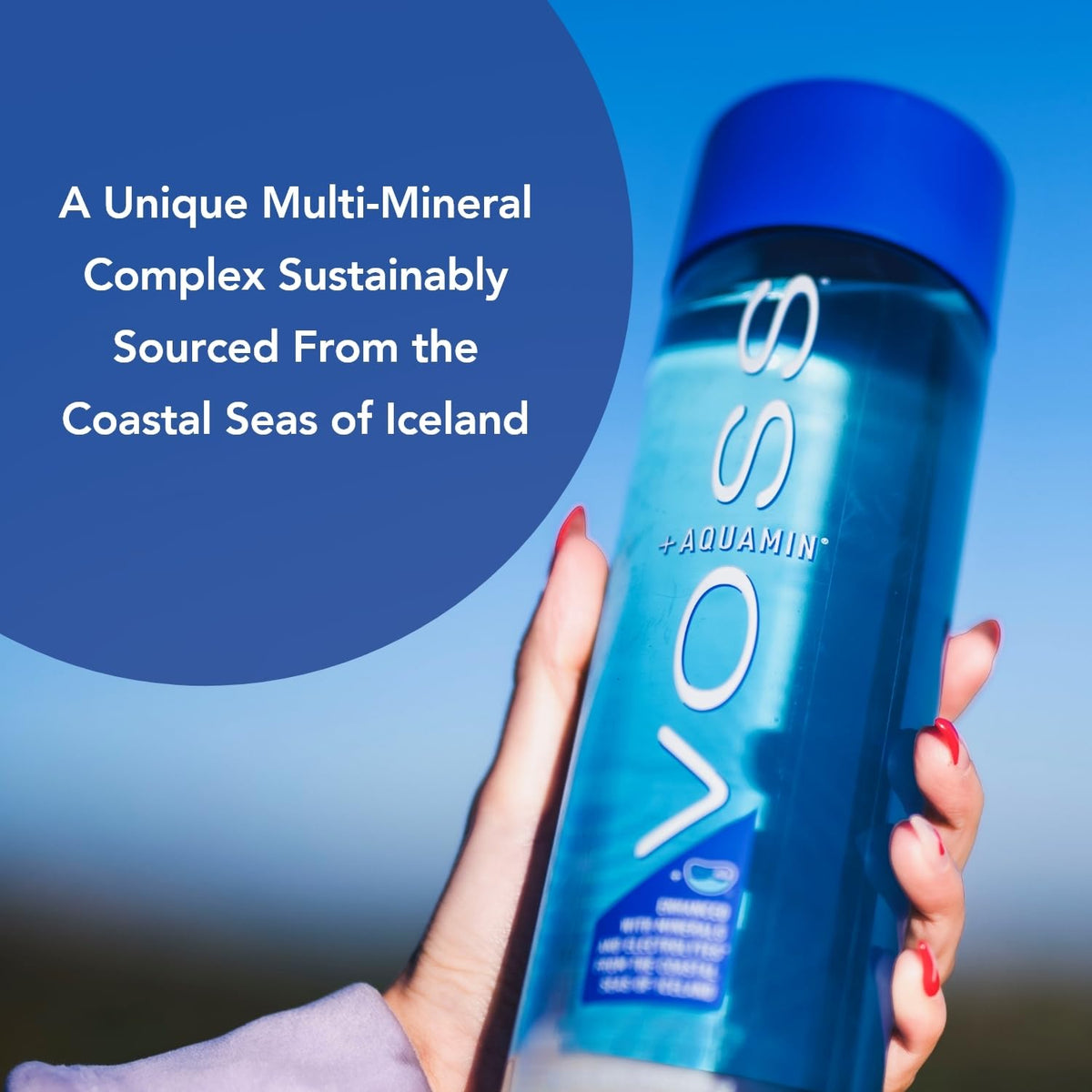 VOSS+ Aquamin on-the-go bottle for gym and outdoor activities.