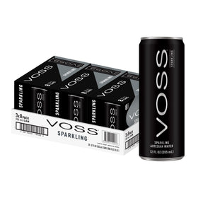 VOSS Artesian Sparkling Water can with crisp bubbles for refreshing sips.