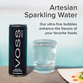 VOSS Artesian Sparkling Water offers pure taste suitable with seafood.
