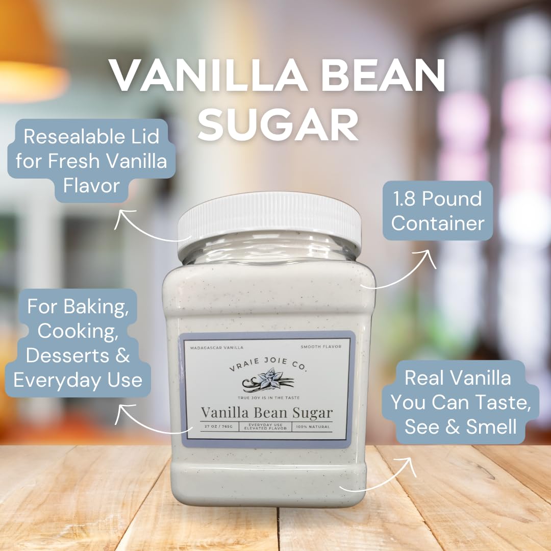 Vraie Joie Co vanilla sugar scene with cake and coffee, showcasing versatility.