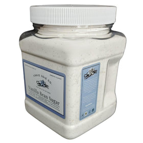 Vraie Joie Co vanilla sugar jar pour-spout for effortless seasoning in recipes.